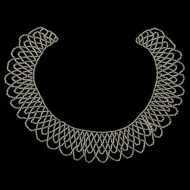 Vintage Silver-lined Beaded Abstract Neck Applique - 9.25" x 10"