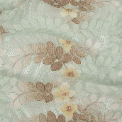 Corded Lace - Pale Aqua, Taupe and Mellow Yellow Dyed Floral