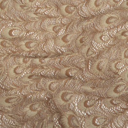 Taupe Peacock Feathers Corded Lace