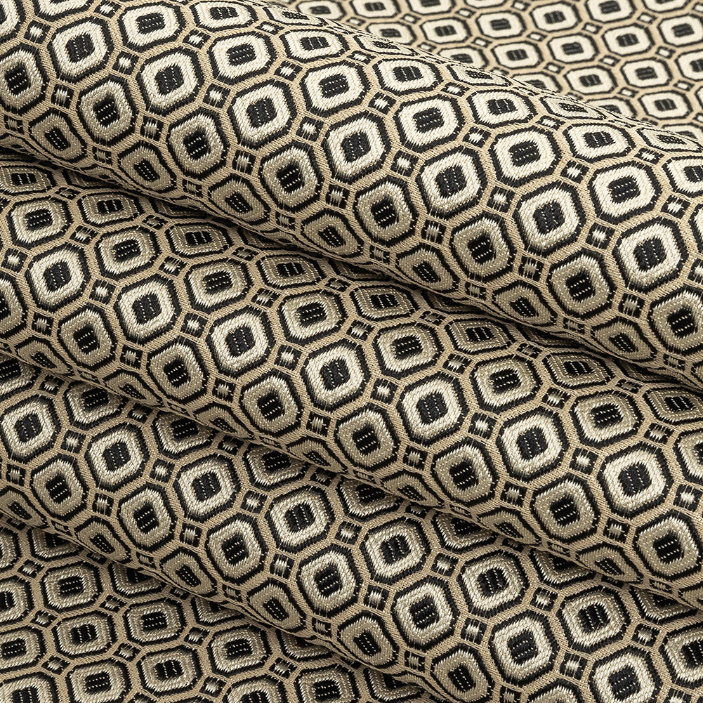 Champagne and Black Geometric Jacquard Detail