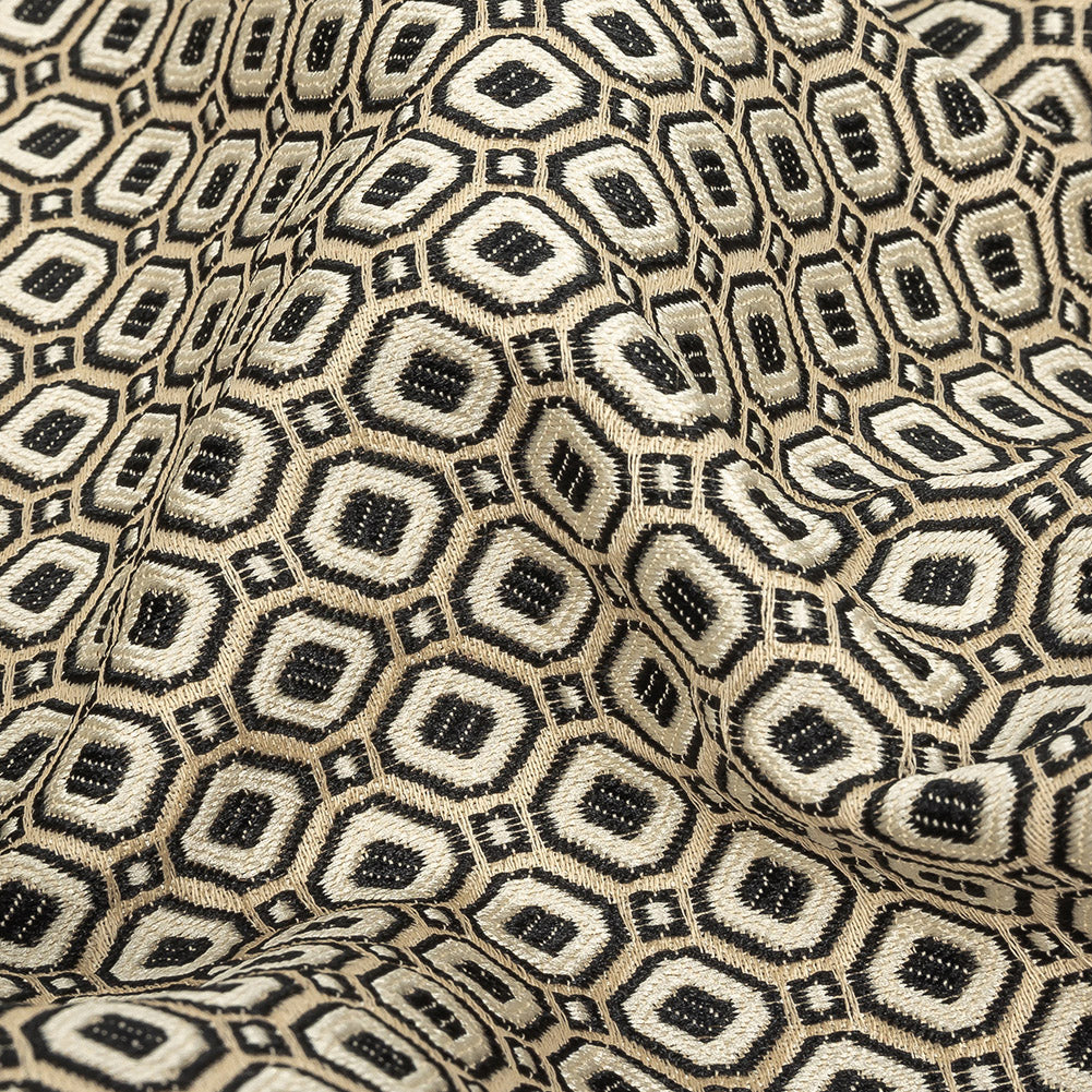 Champagne and Black Geometric Jacquard Full