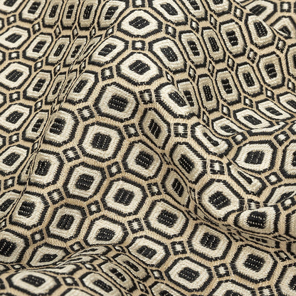Champagne and Black Geometric Jacquard Full