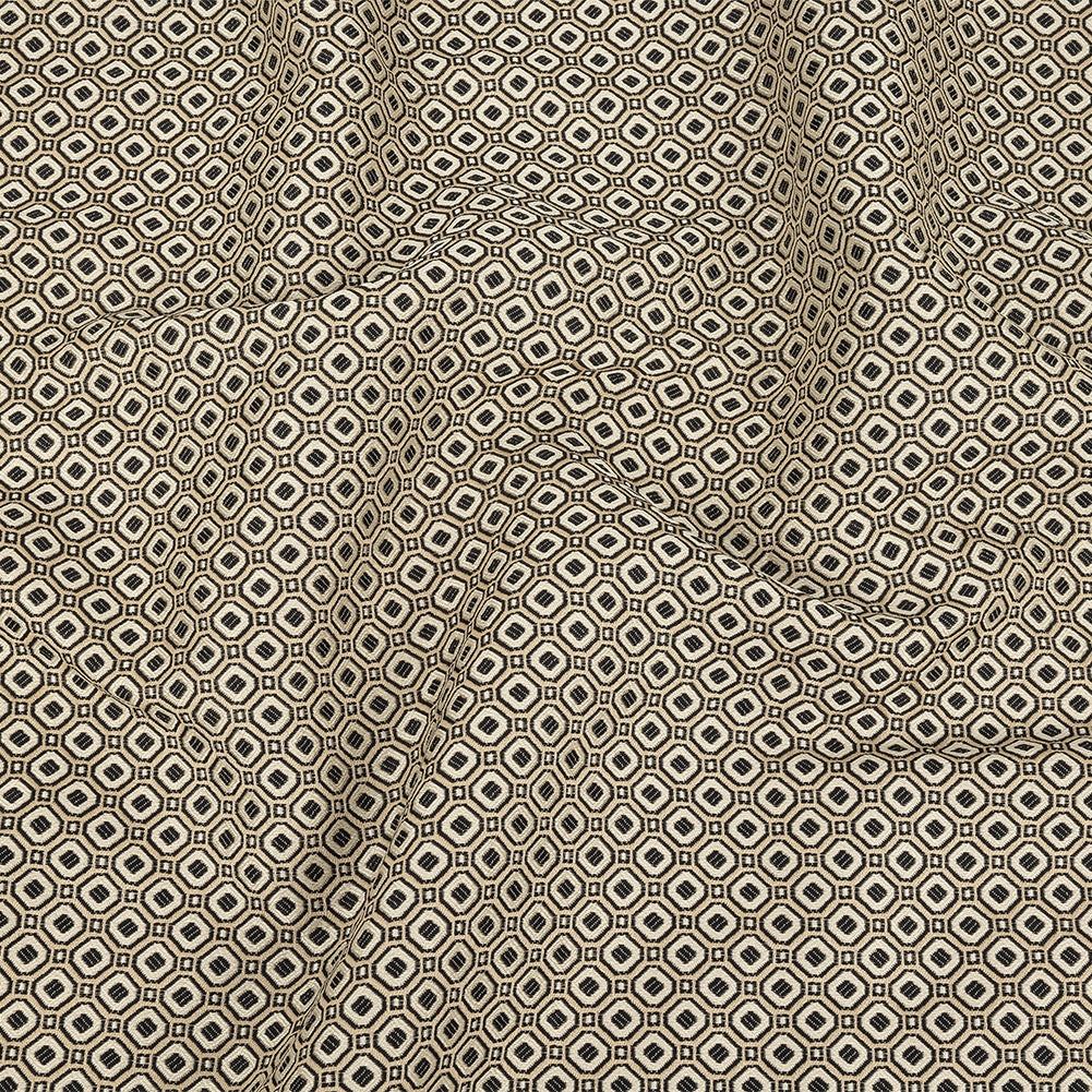 Champagne and Black Geometric Jacquard