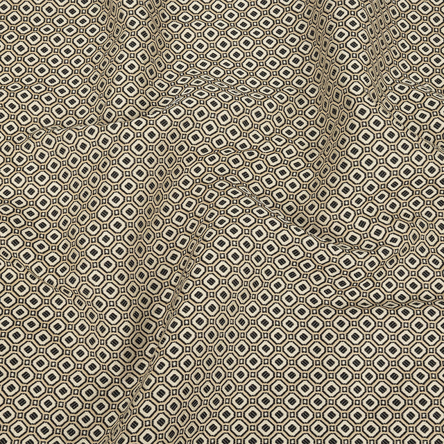 Champagne and Black Geometric Jacquard
