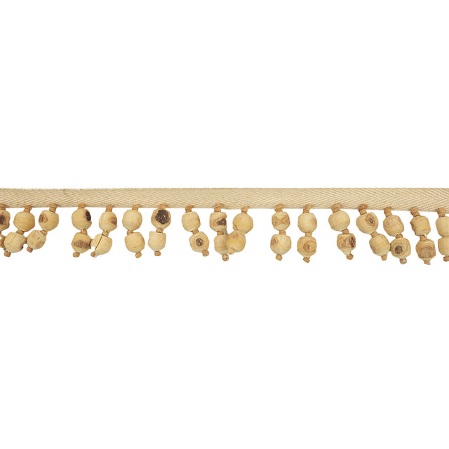 Vintage Natural and Tan Chunky Wood Beaded Fringe Trim - 1.5"