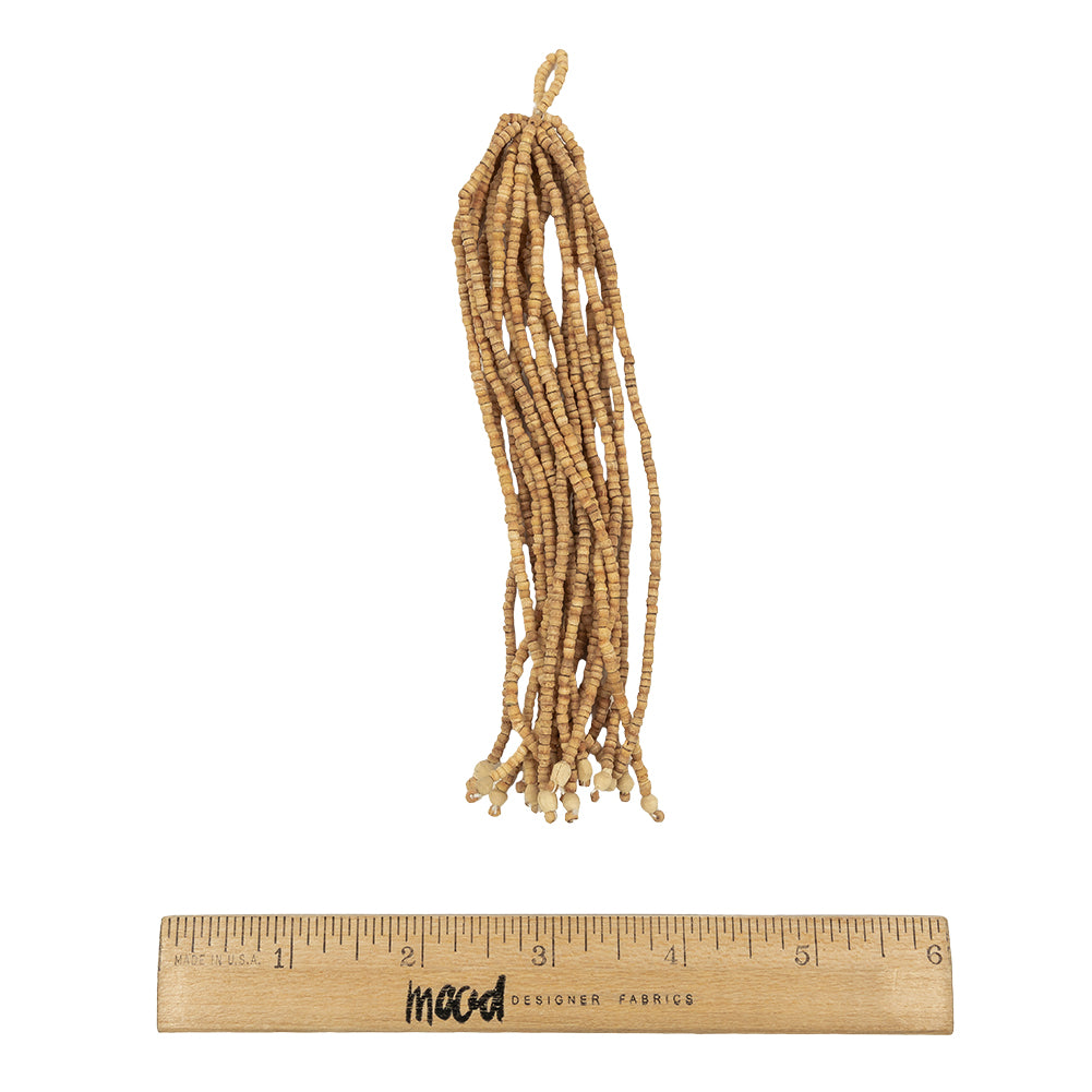Vintage Natural Wood Beaded Tassel - 6" Full
