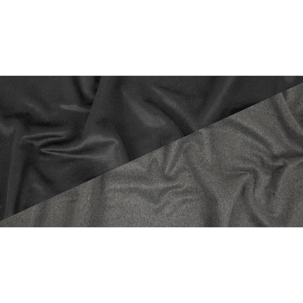 Black and Heathered Granite Gray Double-Faced Wool and Cashmere Double Cloth Full