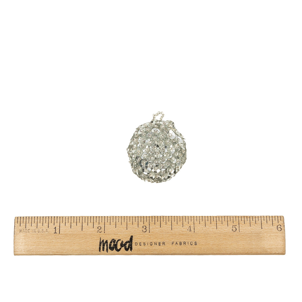 Vintage Silver Sequins and Silver-Lined Seed Beaded Tassel Applique - 1.25" Full