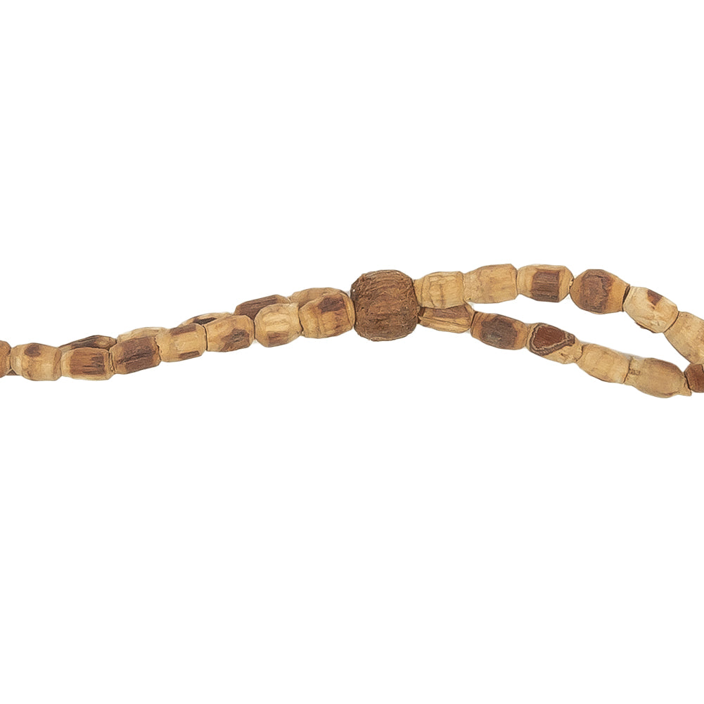 Vintage Dark Brown and Natural Wood Beaded Double Strand Belt - 56" x 0.375" Detail