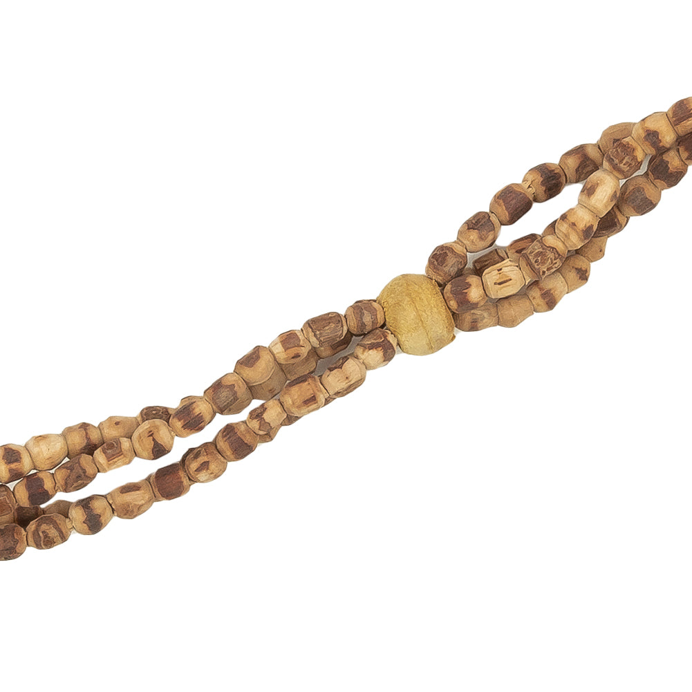 Vintage Beige and Natural Wood Beaded Four Strand Belt - 58" x 0.5" Detail
