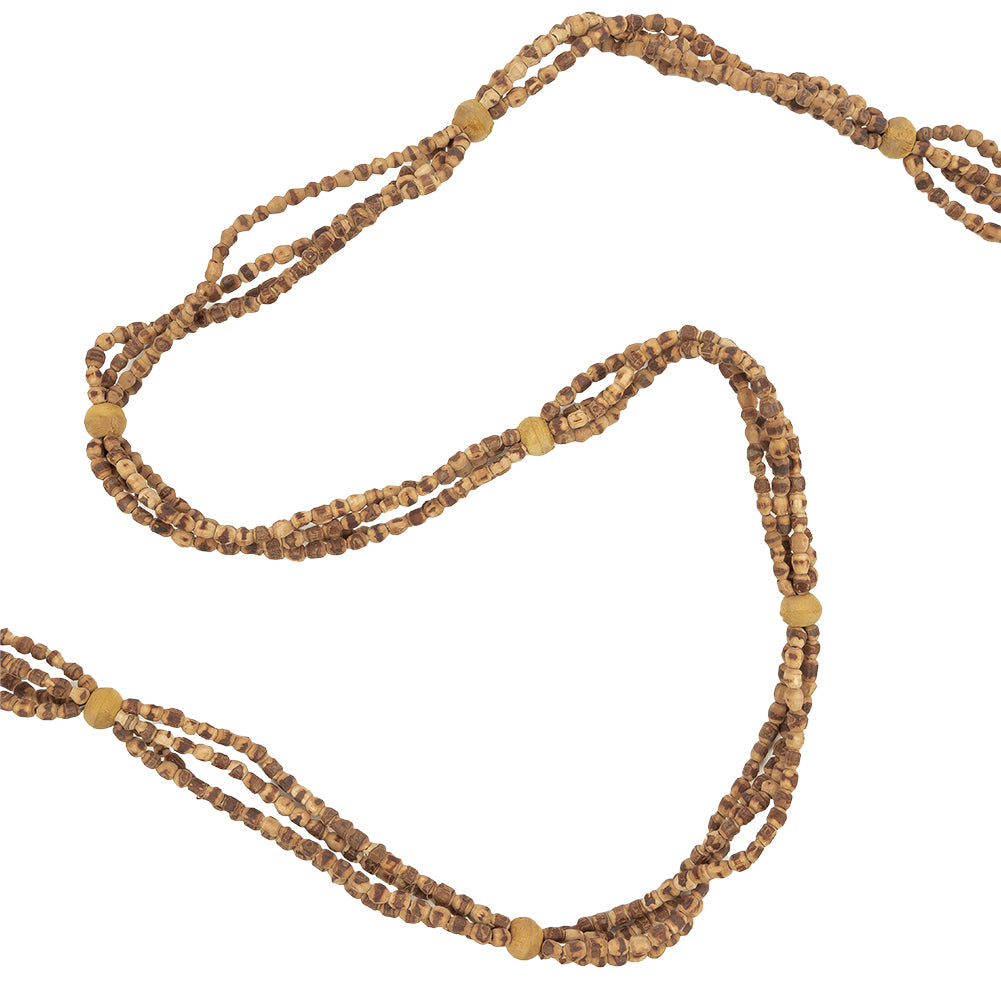 Vintage Beige and Natural Wood Beaded Four Strand Belt - 58" x 0.5"