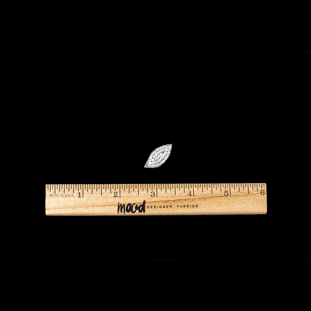 Vintage Pastel Iridescent Beaded Tiny Leaf Applique - 0.875" x 0.3125" Full