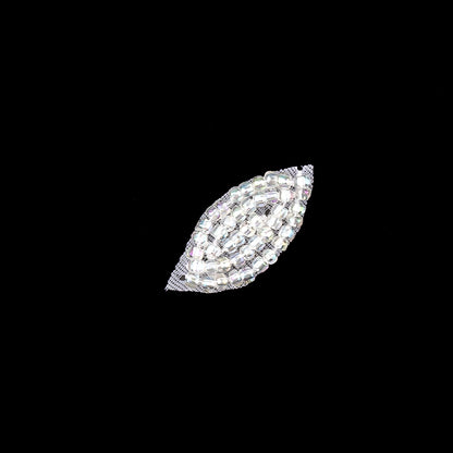 Vintage Pastel Iridescent Beaded Tiny Leaf Applique - 0.875" x 0.3125"