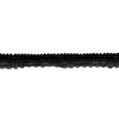 Vintage Three Row Jet Seed Beaded Trimming - 0.375" Detail