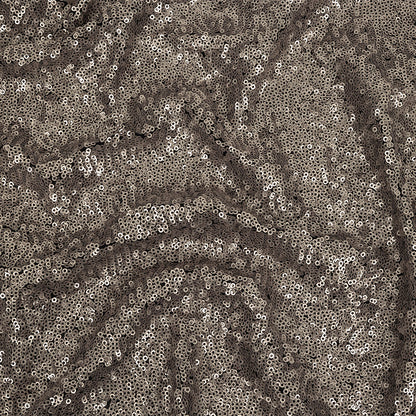 Dull-Polished Silver All-Over Baby Sequins on Black Mesh