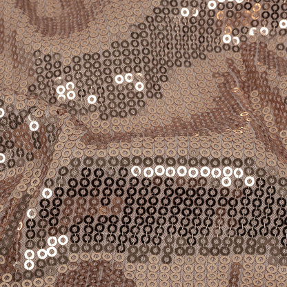 Italian Rose Gold Linear Circular Baby Sequins on Rayon Jersey Detail