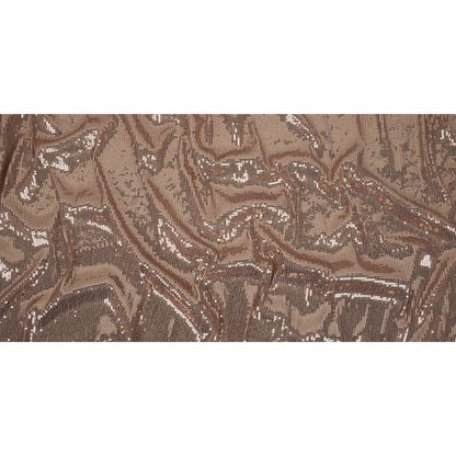 Italian Rose Gold Linear Circular Baby Sequins on Rayon Jersey Full