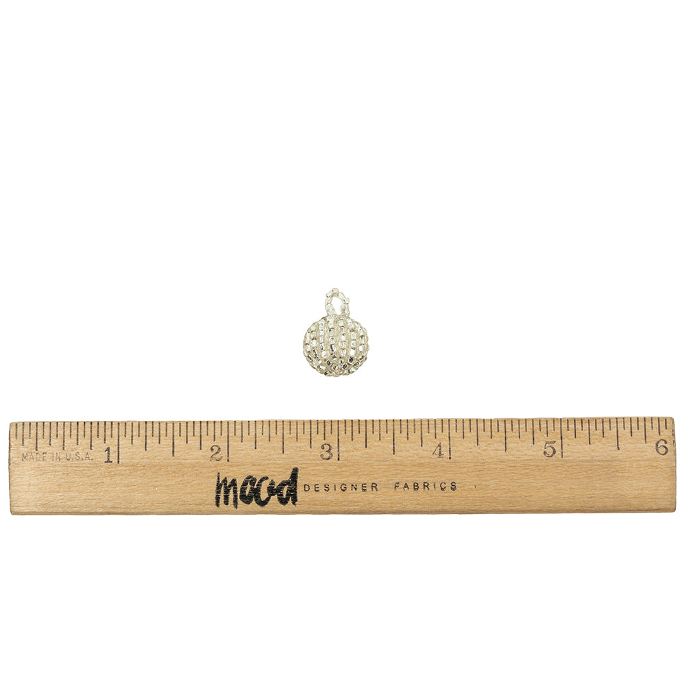 Vintage Silver-Lined Chop Beaded Tassel Applique - 0.5625" Full