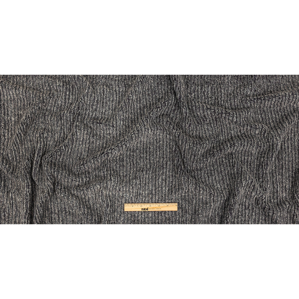 Heathered Gray Rib Knit Faux Fur Full