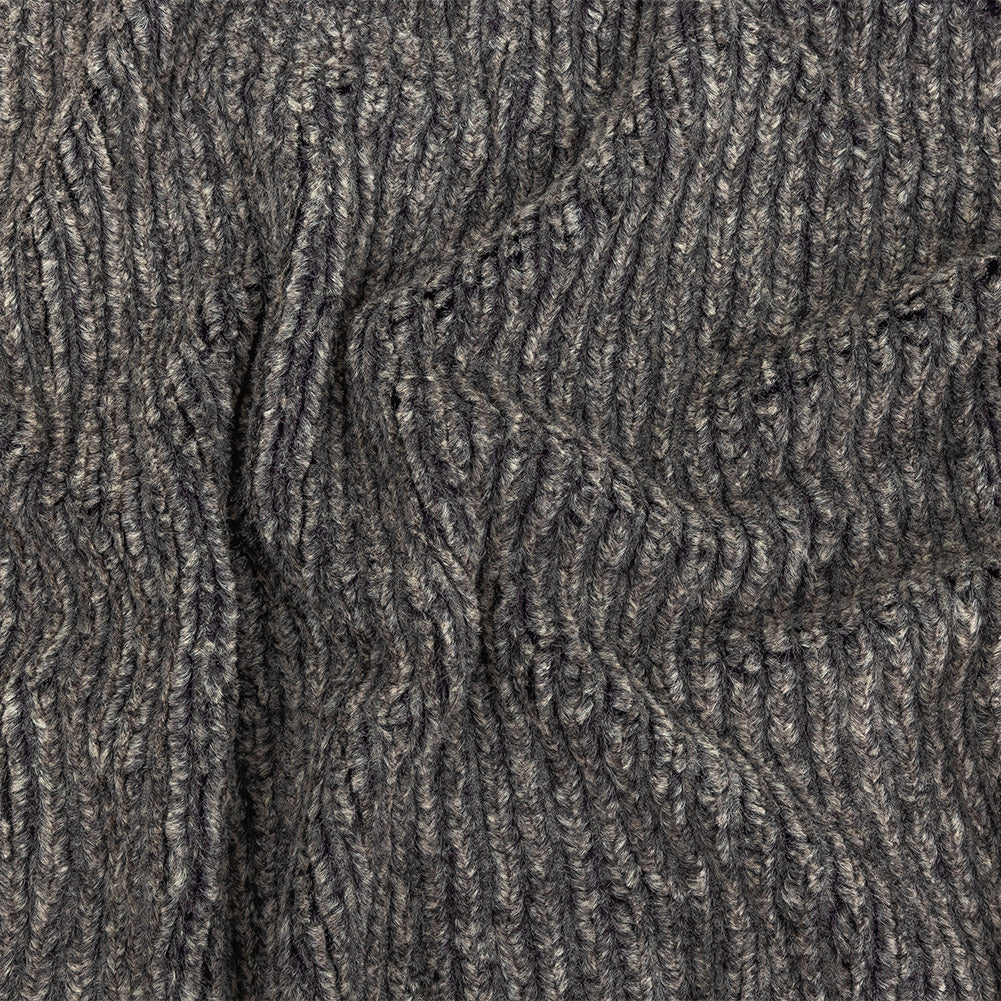 Heathered Gray Rib Knit Faux Fur