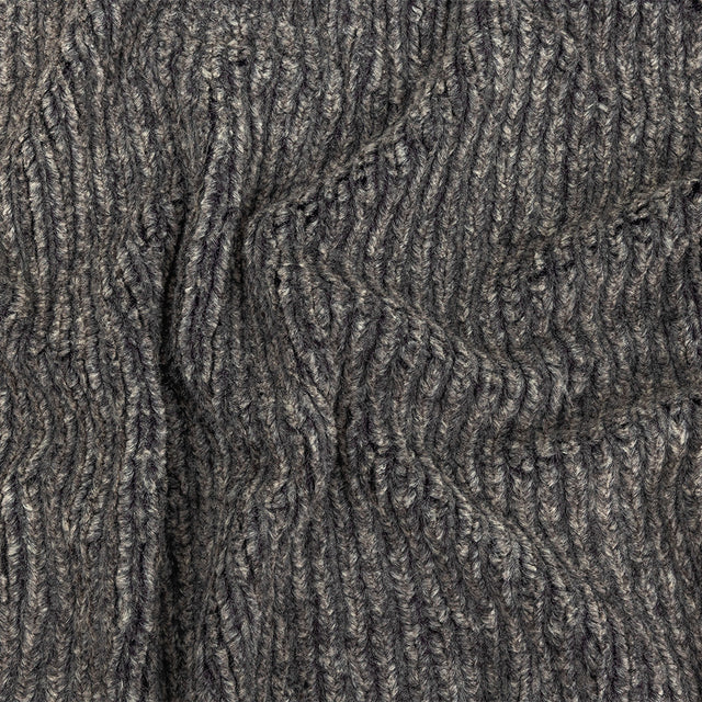 Heathered Gray Rib Knit Faux Fur