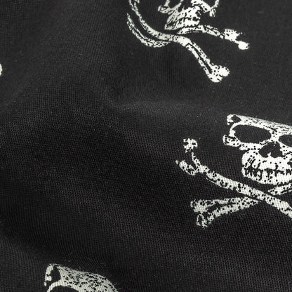 Skull and Crossbones Printed Stretch Cotton Denim Detail