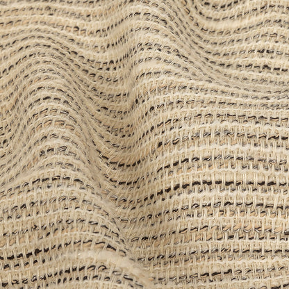 Ivory and Black Broken Stripes Cotton Tweed Detail