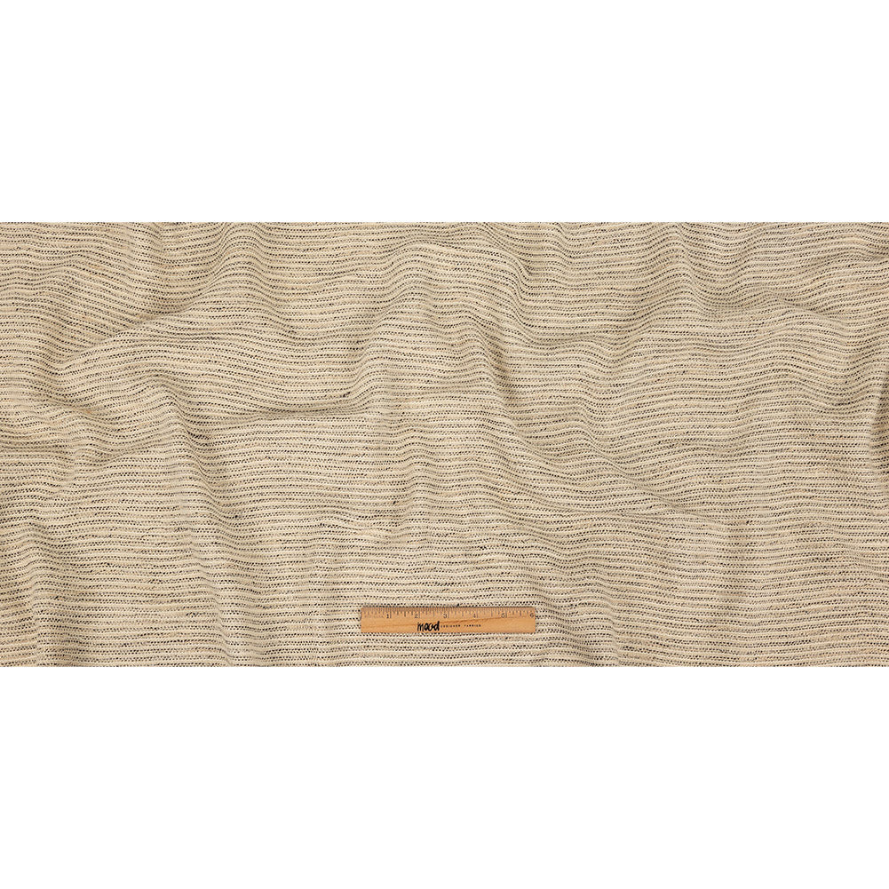 Ivory and Black Broken Stripes Cotton Tweed Full