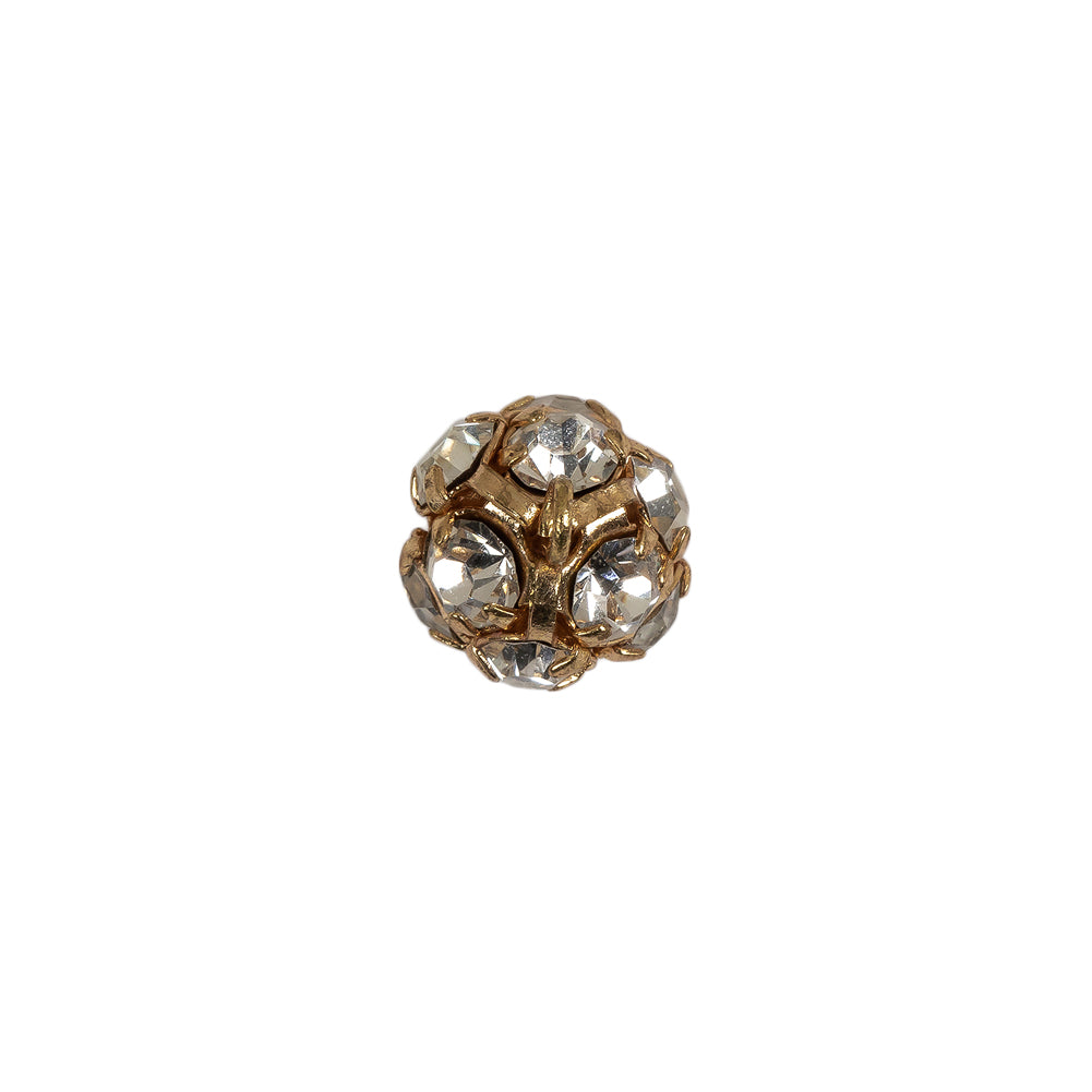 Vintage Crystal Rhinestones and Gold Metal Shank Back Ball Button - 17L/10.5mm Detail