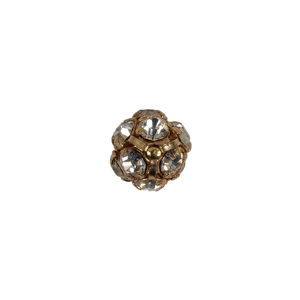 Vintage Crystal Rhinestones and Gold Metal Shank Back Ball Button - 17L/10.5mm
