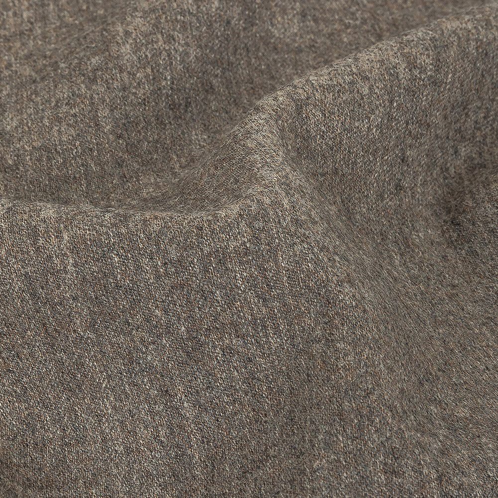 Italian Heathered Greige Super 110 Flannel Wool Suiting Detail