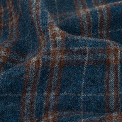 Italian Poseidon and Brown Plaid Super 100 Wool and Cashmere Suiting Detail