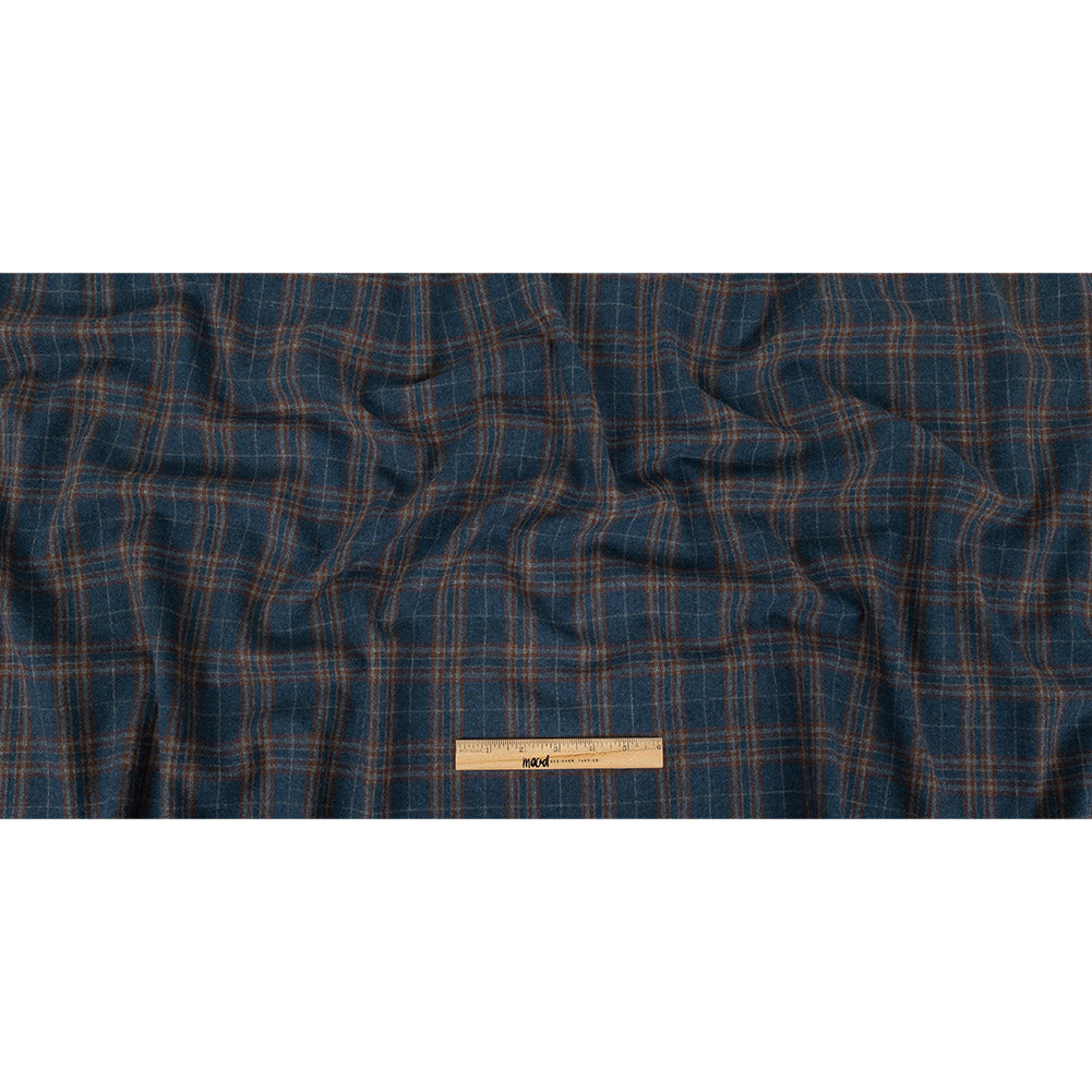 Italian Poseidon and Brown Plaid Super 100 Wool and Cashmere Suiting Full