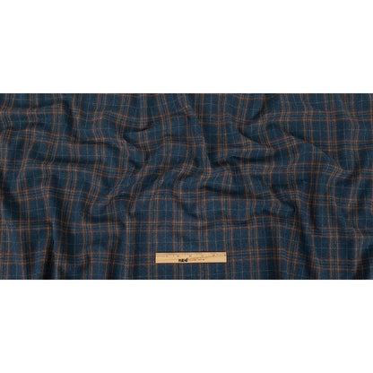 Italian Poseidon and Brown Plaid Super 100 Wool and Cashmere Suiting Full