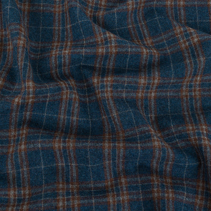 Italian Poseidon and Brown Plaid Super 100 Wool and Cashmere Suiting