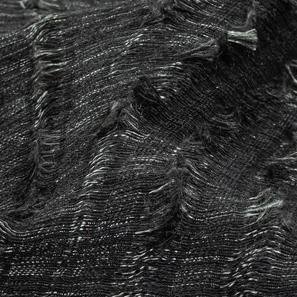 Black and Luminous Silver Fringed Waves Novelty Woven Detail