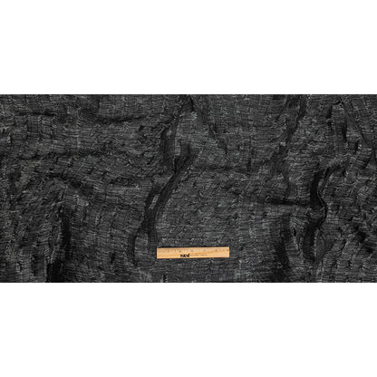 Black and Luminous Silver Fringed Waves Novelty Woven Full