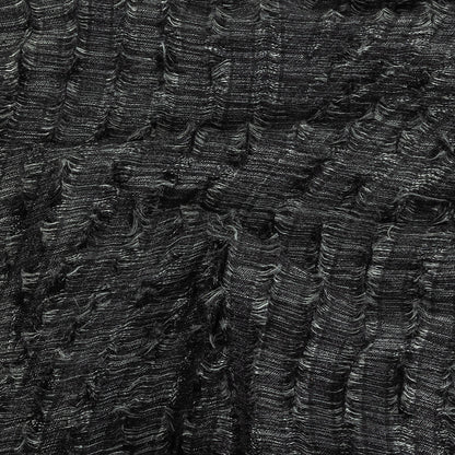 Black and Luminous Silver Fringed Waves Novelty Woven
