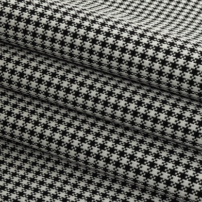 Jet Black and Blanc de Blanc Checkered Stretch Cotton Jacquard Folded