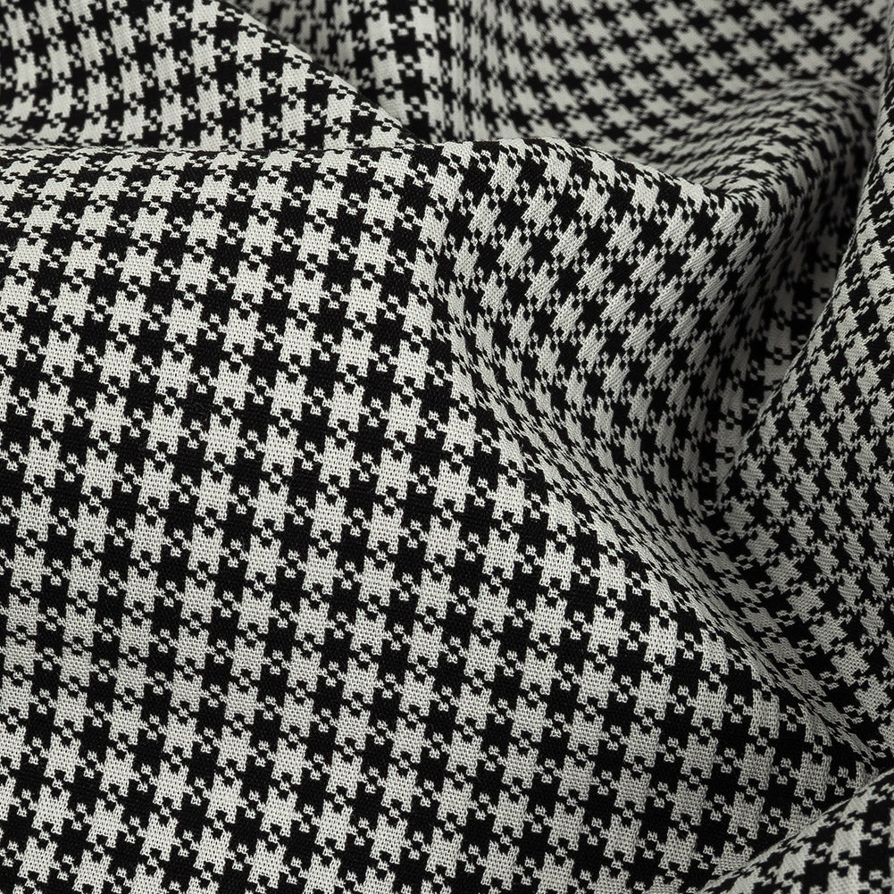 Jet Black and Blanc de Blanc Checkered Stretch Cotton Jacquard Detail