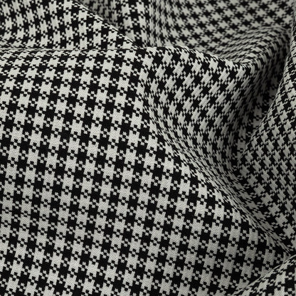 Jet Black and Blanc de Blanc Checkered Stretch Cotton Jacquard Detail