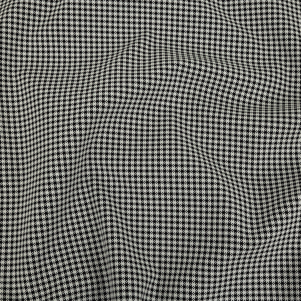 Jet Black and Blanc de Blanc Checkered Stretch Cotton Jacquard