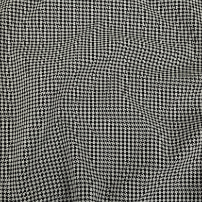 Jet Black and Blanc de Blanc Checkered Stretch Cotton Jacquard