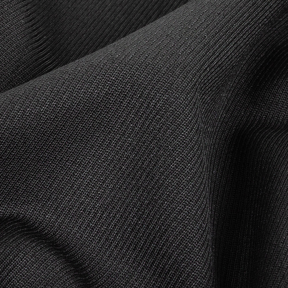 Black Stretch Wool Twill Detail