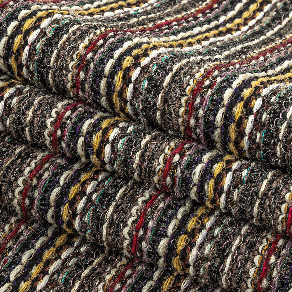Taupe, Red and Yellow Striped Chunky Wool Knit Folded