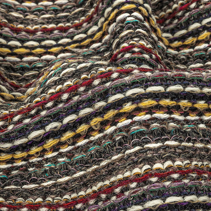 Taupe, Red and Yellow Striped Chunky Wool Knit Detail