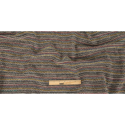 Taupe, Red and Yellow Striped Chunky Wool Knit Full