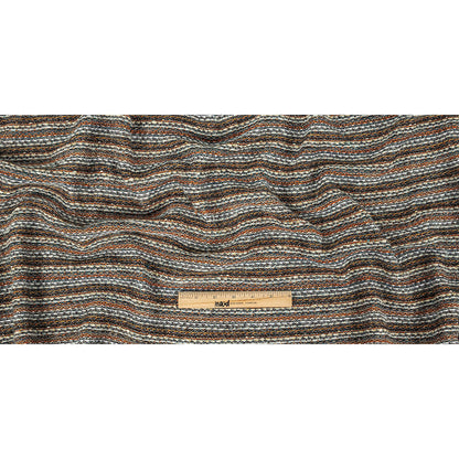 Pumpkin, Slate and Metallic Amber Ale Striped Chunky Cotton and Wool Knit Full