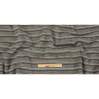 Turquoise, Brick and Metallic Silver Striped Chunky Wool Knit Full