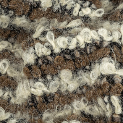Italian Beige, Ivory and Black Striped Knit Wool Boucle Detail